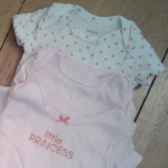 Carter's Bundle 3M Girls Short-Sleeve Onesies Pink Blue Cupcake Flowers PolkaDot - Picture 3 of 8